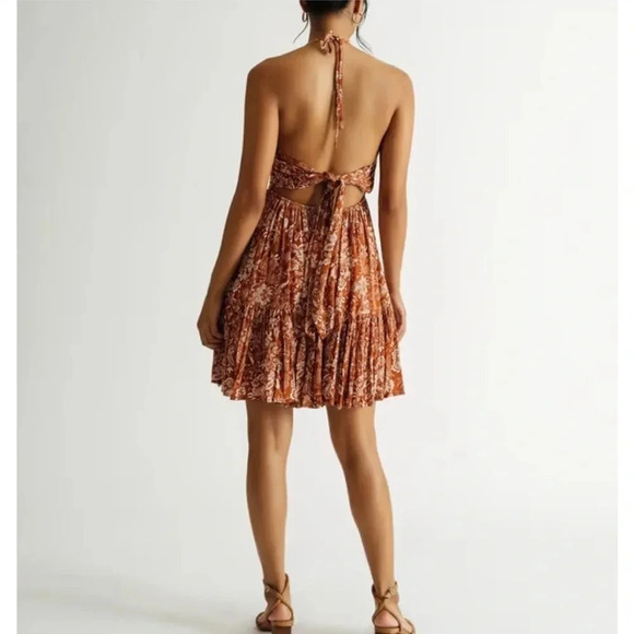 Lovely Day  BROWN FLORAL SMOCKED
TIERED SKATER DRESS - Picture 11 of 11